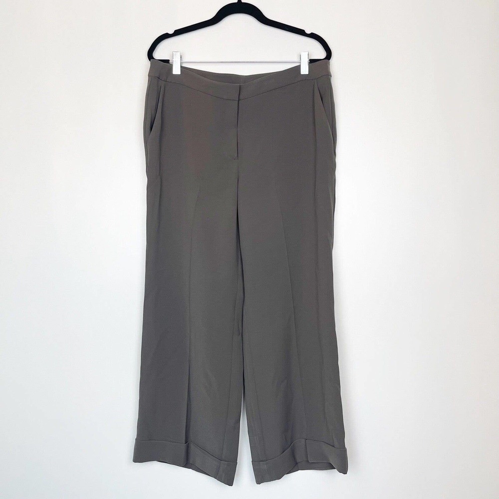 St. John Wide Leg Trouser Pants Tan Brown 10